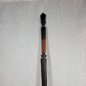 VTG African Ebony Wood Walking Stick 46" Black Hand Carved Tribal Mask Cane